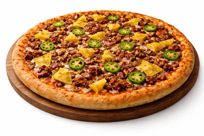 Signature jerk beef or chicken Spice, jalapeños pepper pineapple and tortilla 12-inch Pizza